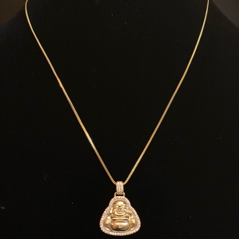 925. Silver / 14k plated Buddha pendant